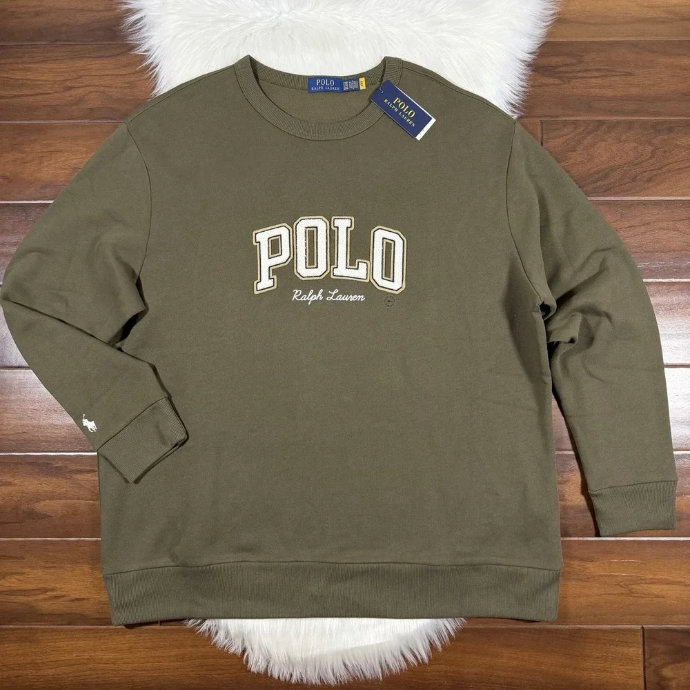 Polo Ralph Lauren Men's Size 2XLT Green Logo Fleece Sweatshirt